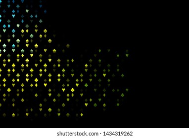 Dark Blue, Yellow vector texture with playing cards. Colored illustration with hearts, spades, clubs, diamonds. Pattern for ads of parties, events in Vegas.