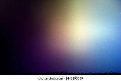 Dark Blue, Yellow vector texture with milky way stars. Space stars on blurred abstract background with gradient. Template for cosmic backgrounds.