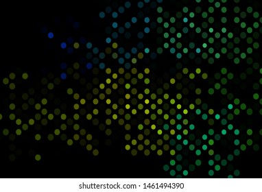 Dark Blue, Yellow vector texture with disks. Glitter abstract illustration with blurred drops of rain. Template for your brand book.