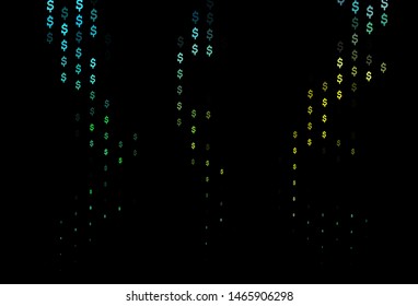 Dark Blue, Yellow vector texture with financial symbols. Shining colored illustration with dollar, USD, usa signs. The pattern can be used as ads, poster, banner for payments.