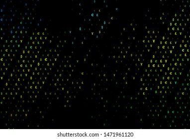 Dark Blue, Yellow vector texture with financial symbols. Blurred design in with symbols of EUR, JPY, GBP. The pattern can be used for financial, investment websites.