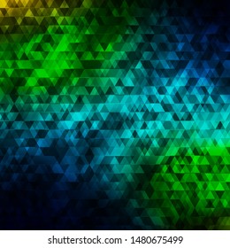 Dark Blue, Yellow vector texture with lines, triangles. Illustration with colorful gradient triangles. Template for landing pages.