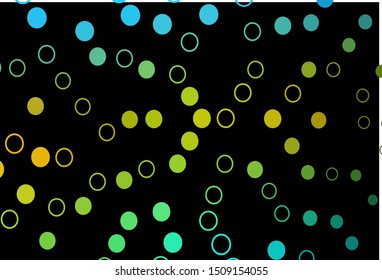 Dark Blue, Yellow vector texture with disks. Blurred bubbles on abstract background with colorful gradient. Template for your brand book.