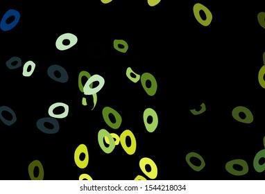 Dark Blue, Yellow vector texture with disks. Glitter abstract illustration with blurred drops of rain. Pattern for beautiful websites.