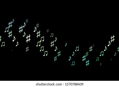 Dark Blue, Yellow vector texture with musical notes. Shining illustration of colorful gradient music notes. Pattern for festival leaflets.
