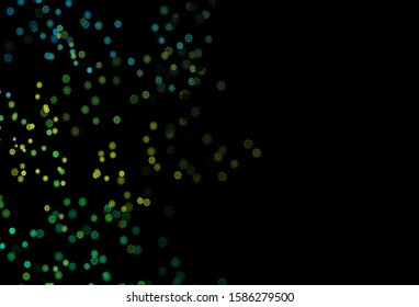 Dark Blue, Yellow vector texture with colored snowflakes. Shining colored illustration with snow in christmas style. The pattern can be used for year new  websites.