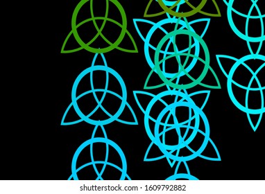 Dark Blue, Yellow vector texture with religion symbols. Abstract illustration with gothic gradient shapes. Background for esoteric, mystic designs.
