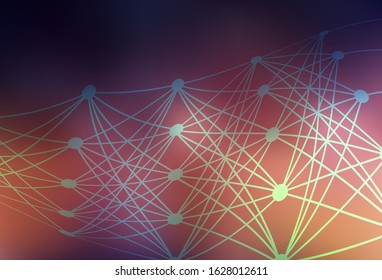 Dark Blue, Yellow vector texture with artificial intelligence concept. Shining illustration with AI shapes on abstract template. Pattern for science, futuristic designs.