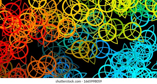 Dark Blue, Yellow vector texture with religion symbols. Illustration with magical signs of spiritual power. Background for esoteric, mystic designs.