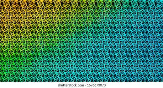 Azul oscuro, textura vectorial amarilla con símbolos religiosos. Coloridos símbolos místicos con un degradado de estilo antiguo. Mejor diseño de eventos de halloween.