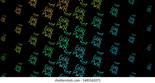 Dark Blue, Yellow vector texture with women's rights symbols. Colorful illustration with gradient feminism shapes. Simple design for your web site.