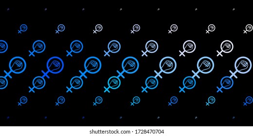 Dark Blue, Yellow vector texture with women's rights symbols. Abstract illustration with a depiction of women's power. Best design to show the power of women.
