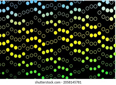 Dark Blue, Yellow vector texture with disks. Abstract illustration with colored bubbles in nature style. Completely new template for your brand book.