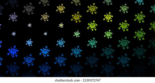 Dark blue, yellow vector texture with disease symbols. Colorful abstract illustration with gradient medical shapes. Design for biohazard warning.