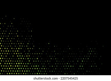 Dark blue, yellow vector texture with playing cards. Colorful gradient with signs of hearts, clubs, diamonds. Pattern for leaflets of poker games, events.