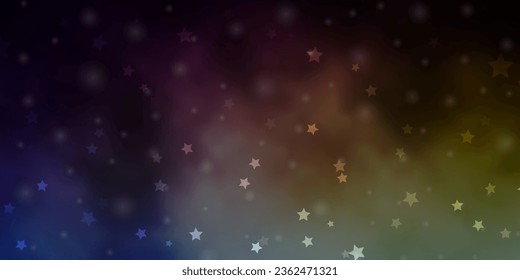 Azul oscuro, textura vectorial amarilla con hermosas estrellas. Ilustración abstracta geométrica moderna con estrellas. Patrón para sitios web, páginas de inicio.