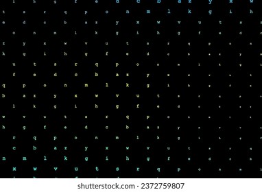 Textura vectorial amarilla azul oscuro con caracteres ABC. Ilustración abstracta con alfabeto latino de color. El patrón se puede usar como anuncios, afiches, pancartas para libros.