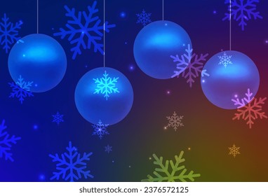 Dark Blue, Yellow vector texture in birthday style. Abstract illustration with Xmas balls and snowflakes. Smart design for promotion of university.