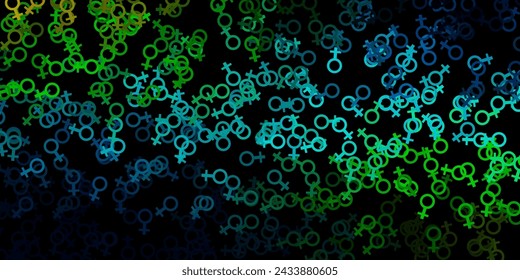 Dark Blue, Yellow vector texture with religion symbols. Colorful mystic symbols with a gradient in ancient style. Simple base for your occult design.