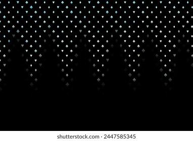 Dark blue, yellow vector texture with playing cards. Colored illustration with hearts, spades, clubs, diamonds. Pattern for booklets, leaflets of gambling houses.