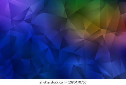 Dark Blue, Yellow vector triangle mosaic texture. Elegant bright polygonal illustration with gradient. Best triangular design for your business.