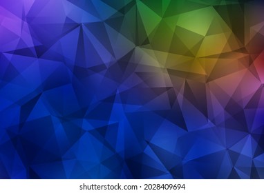 Dark Blue, Yellow vector triangle mosaic background. Triangular geometric sample with gradient.  Completely new template for your banner.