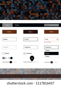 Dark Blue, Yellow vector ui ux kit with circles. Modern Style guide with colorful gradient circles in its header. This template you can use for websites.