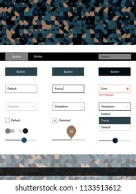 Dark Blue, Yellow vector ui kit with dots. Modern Style guide with colorful gradient circles in its header. This template you can use for websites.