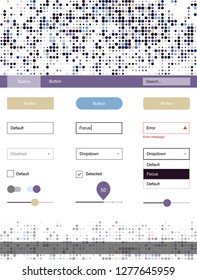 Dark Blue, Yellow vector ui ux kit with circles. Web ui kit with abstract gradient circles in its header. This template you can use for websites.