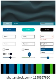 Dark Blue, Yellow vector web ui kit with lamp shapes. Colorful illustration in abstract memphis style with gradient. This template you can use for websites.