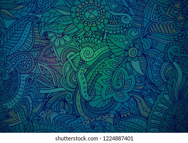 Dark blue zendoodle floral background texture