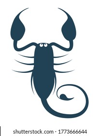 Dark blue zodiac sign Scorpio depicting arthropod animal. Illustration of an astrology sign. Vector icon