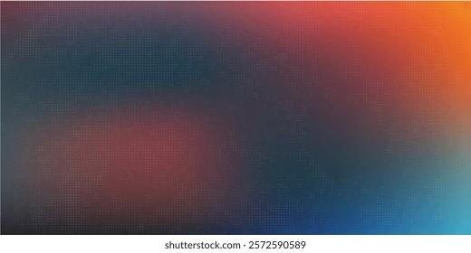 Dark blue-green with the addition of orange-purple shades grainy gradient background, blurred color wave pattern with noise texture, wide banner size.