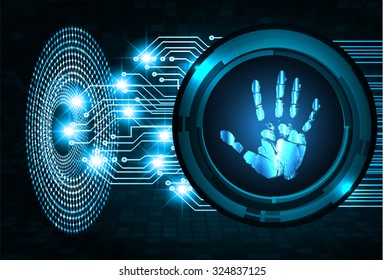 dark blueLight Abstract Technology background for computer graphic website internet and business. illustration. abstract digital. infographics. motion move neon. fingerprint. scanning. Hand print.
