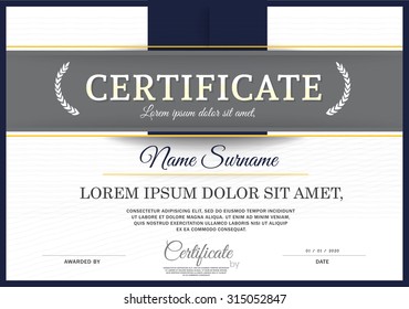 Dark blue-white Certificate, Vector certificate template.