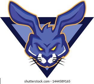 Dark Bluish Rabbit Mascot Logo