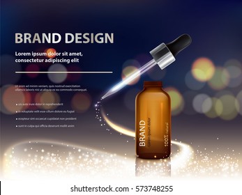 Dark bokeh background with nutrient moisturizing cosmetic premium products