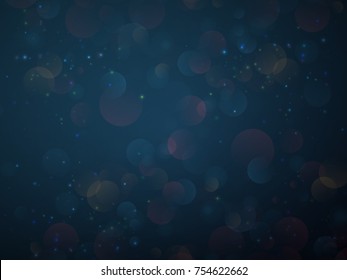 Dark bokeh background with particle. Vector illustration