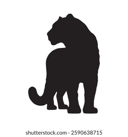 Dark and Bold Leopard Silhouette for Intense and Dramatic Visual Appeal - Leopard Vector - Leopard Icon
