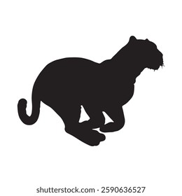 Dark and Bold Running Leopard Silhouette for Intense and Strong Designs - Leopard Vector - Leopard Icon
