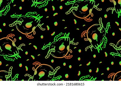Dark bone Halloween night neon pattern seamless arts