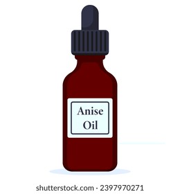 Dark bottle of anise oil vector illustration isolated on white background.