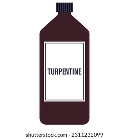 Dark bottle of turpentine isolated on white background vector illustration