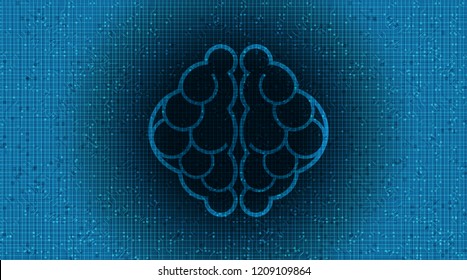 Dark Brain on Circuit Microchip  Technology Background,Genius  and Science Concept design.