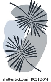 Resumen del afiche botánico monocromo gris. Árbol de palma de póster vectorial