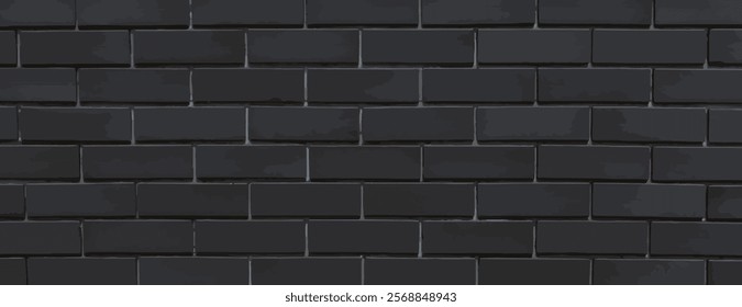 Dark brick background, background with a black color, background featuring a smooth, uniform texture, black and sleek. Brick texture background vector wallpaper.