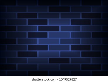 Dark brick wall background, neon color. Vector illustration