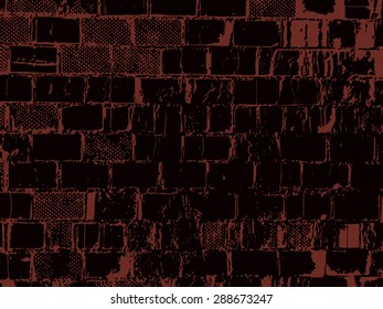 dark brick wall. Vector vintage brick wall texture