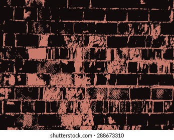 Dark brick wall. Vector vintage brick wall texture