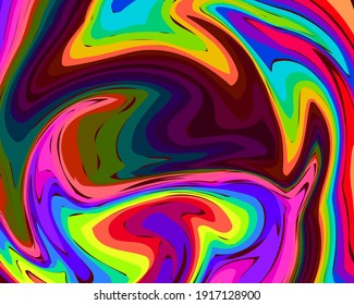 Dark bright multicolored abstract background. Mixing colored paints. Liquid doodle colorful waves. Unique bright hippie patterns. Vector template for web design.